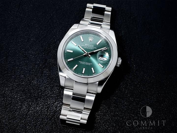 ロレックス デイトジャスト41 Ref.126300 ステンレススチール ミントグリーン文字盤 オイスターブレスレット 美品 poifsjo9