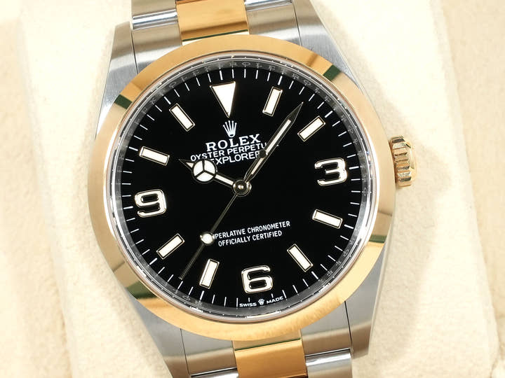 ロレックス エクスプローラー36 Ref.124273 ステンレススチール/イエローゴールド ブラック文字盤 オイスターブレスレット 極美品 udgwgkap