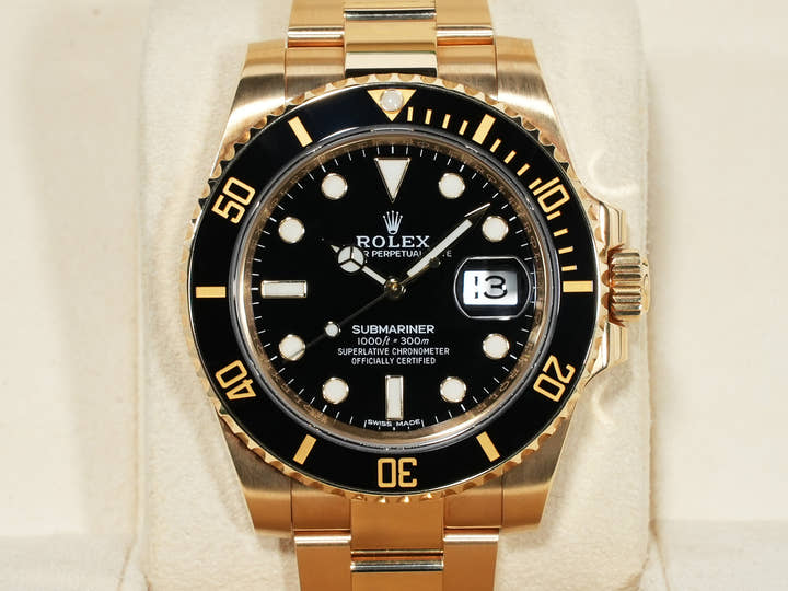 Rolex Submariner Date Ref. 116618LN Yellow Gold Black Dial Excellent Condition Pre-Owned tj4grzy3