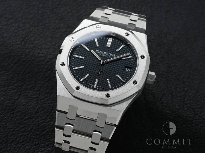 オーデマピゲ ロイヤルオーク エクストラ シン Ref.15202ST.OO.1240ST.01.A ステンレススチール ブルー文字盤 美中古 ajte37rn