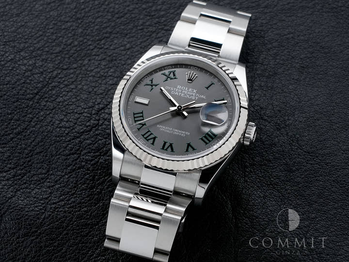 ロレックス デイトジャスト36 Ref.126234 ステンレススチール/ホワイトゴールド スレートローマン文字盤 オイスターブレスレット 美中古 pjhcwhj8