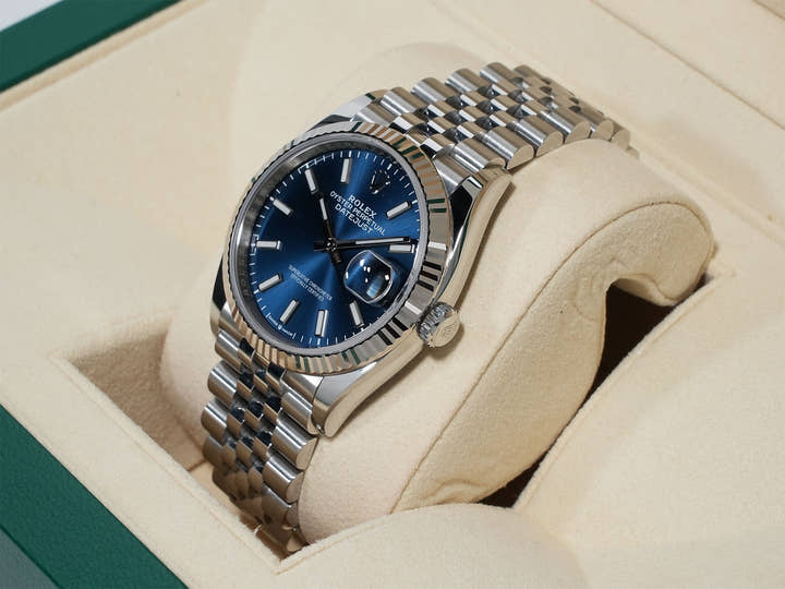 ロレックス デイトジャスト36 Ref.126234 ステンレススチール/ホワイトゴールド ブライトブルー文字盤 ジュビリーブレスレット 美中古 upmnrvyb