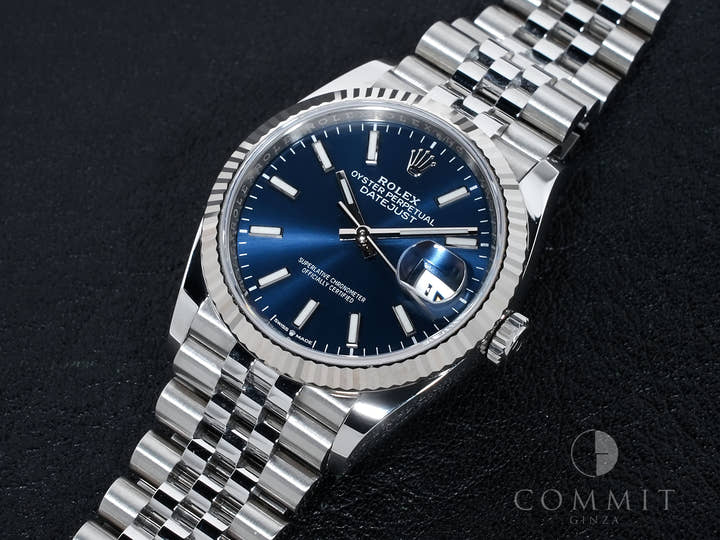 ロレックス デイトジャスト36 Ref.126234 ステンレススチール/ホワイトゴールド ブライトブルー文字盤 ジュビリーブレスレット 美中古 upmnrvyb