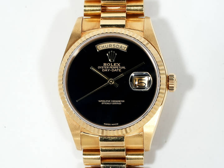 ロレックス デイデイト36 Ref.18038 イエローゴールド オニキス文字盤 中古 fw4muuk5