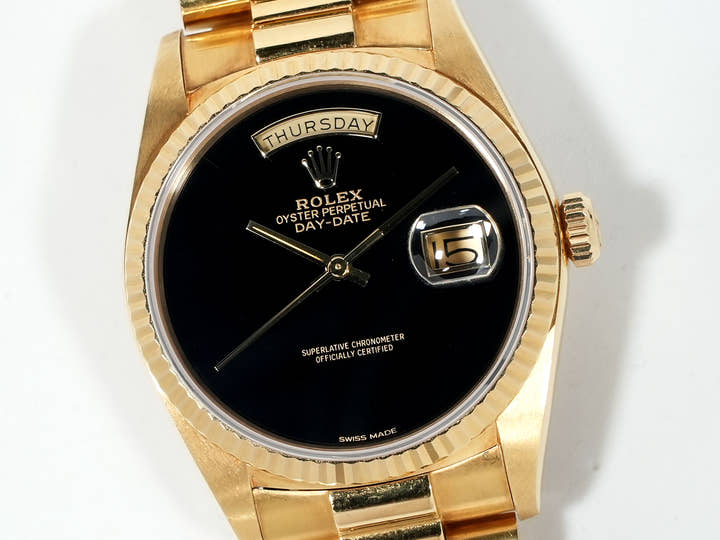 ロレックス デイデイト36 Ref.18038 イエローゴールド オニキス文字盤 中古 fw4muuk5