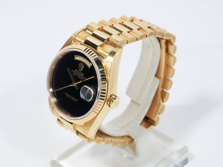 ロレックス デイデイト36 Ref.18038 イエローゴールド オニキス文字盤 中古 fw4muuk5