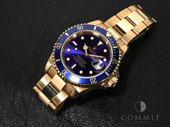 Pre-owned Rolex Submariner Date Ref. 16618 in Yellow Gold with Blue Dial (ybhedk48)