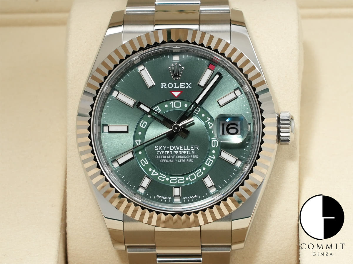 ロレックス スカイドゥエラー Ref.336934 ステンレススチール/ホワイトゴールド ミントグリーン文字盤 オイスターブレスレット 美品 fz7jtevr