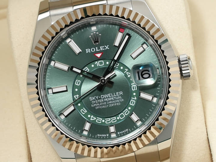 ロレックス スカイドゥエラー Ref.336934 ステンレススチール/ホワイトゴールド ミントグリーン文字盤 オイスターブレスレット 美品 fz7jtevr