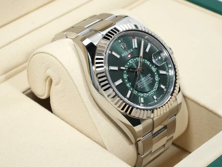 ロレックス スカイドゥエラー Ref.336934 ステンレススチール/ホワイトゴールド ミントグリーン文字盤 オイスターブレスレット 美品 fz7jtevr