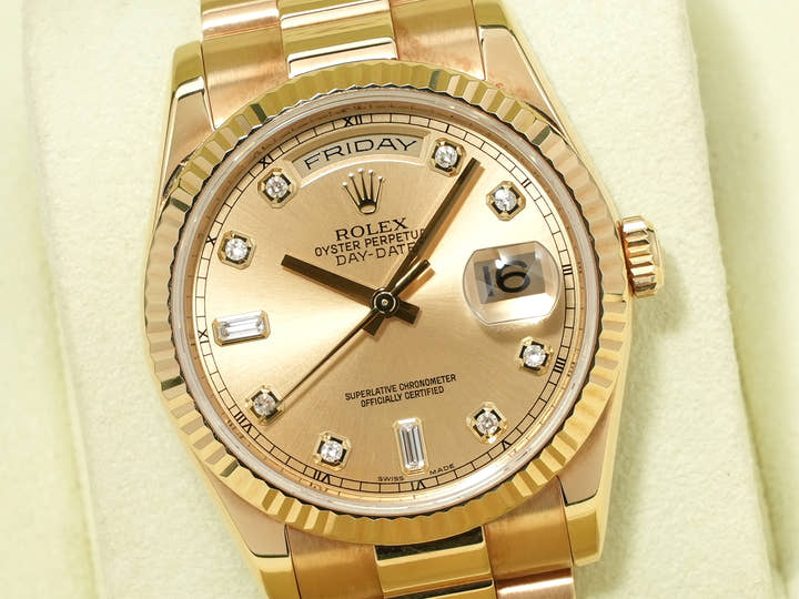 ロレックス デイデイト36 Ref.118238A イエローゴールド シャンパン文字盤 中古 w2h5p9a6