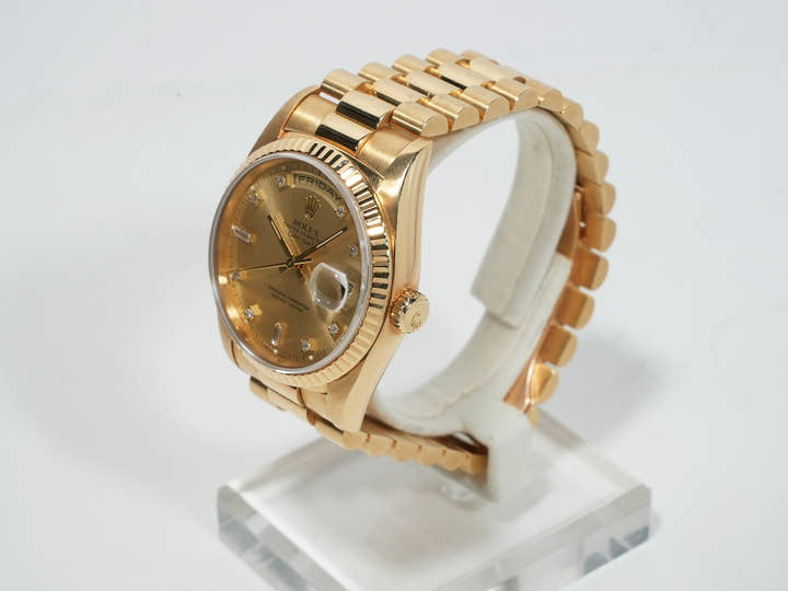 ロレックス デイデイト36 Ref.18238A イエローゴールド シャンパンx10Pダイヤ文字盤 中古 oerwjhrn