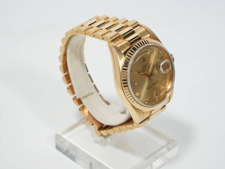 ロレックス デイデイト36 Ref.18238A イエローゴールド シャンパンx10Pダイヤ文字盤 中古 oerwjhrn