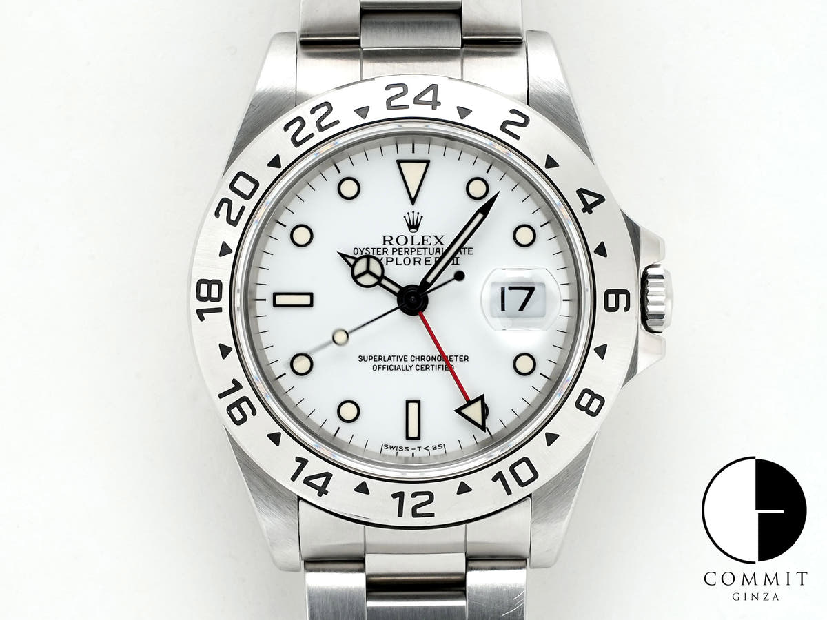 ロレックス エクスプローラーII Ref.16570 ステンレススチール ホワイト文字盤 オイスターブレスレット 中古 22qp9kjn
