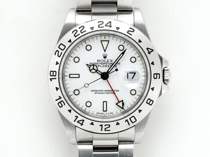 ロレックス エクスプローラーII Ref.16570 ステンレススチール ホワイト文字盤 オイスターブレスレット 中古 22qp9kjn