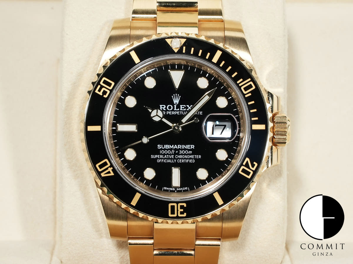 Pre-owned Rolex Submariner Date Ref. 116618LN Yellow Gold Black Dial qmyona97
