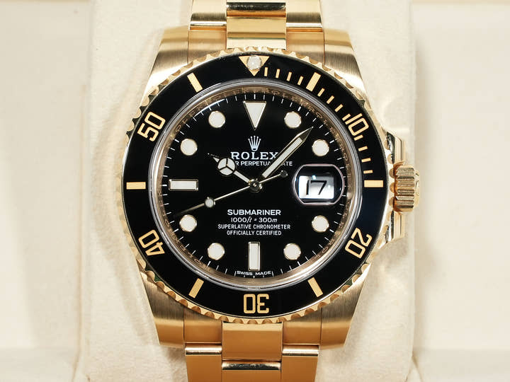 Pre-owned Rolex Submariner Date Ref. 116618LN Yellow Gold Black Dial qmyona97