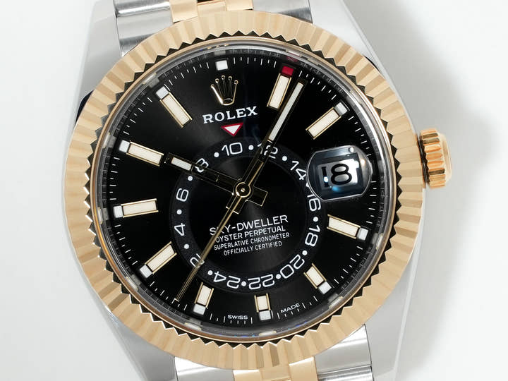 ロレックス スカイドゥエラー Ref.326933 ステンレススチール/イエローゴールド ブラック文字盤 ジュビリーブレスレット 美品 h3r2br8t