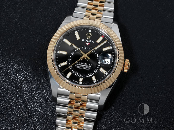 ロレックス スカイドゥエラー Ref.326933 ステンレススチール/イエローゴールド ブラック文字盤 ジュビリーブレスレット 美品 h3r2br8t