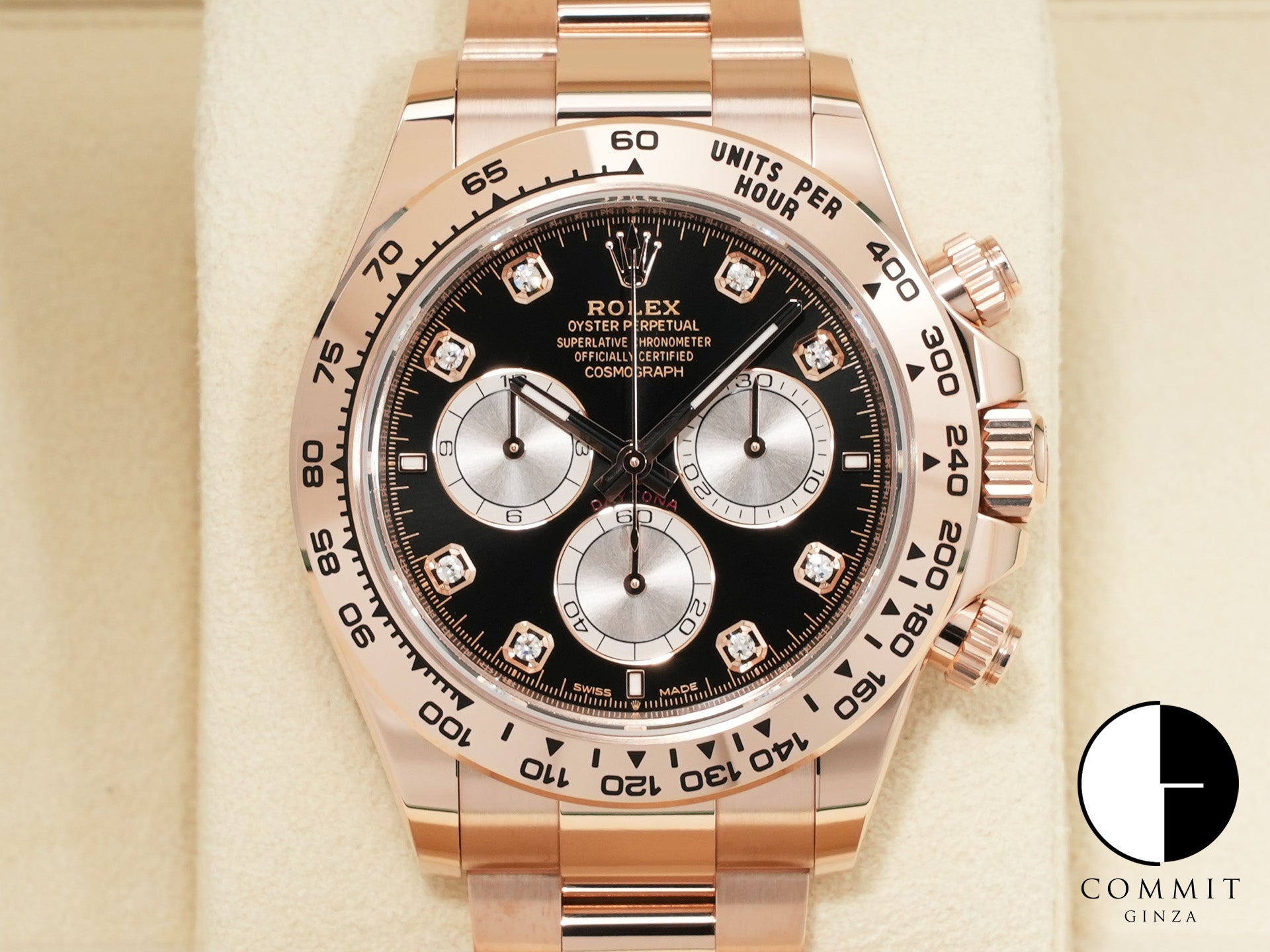 Rolex Daytona Ref. 126505A Everose Gold with Bright Black and Sandust Dial, Unused, 7s62p898
