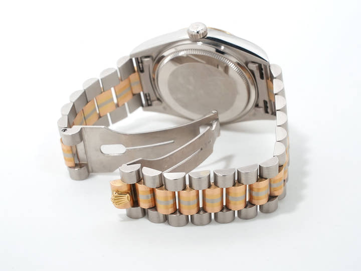 ロレックス デイデイト トリドール Ref.18039BIC ホワイトゴールド/ローズゴールド/イエローゴールド ハバナ10Pダイヤ文字盤 中古 ne5sfqrw