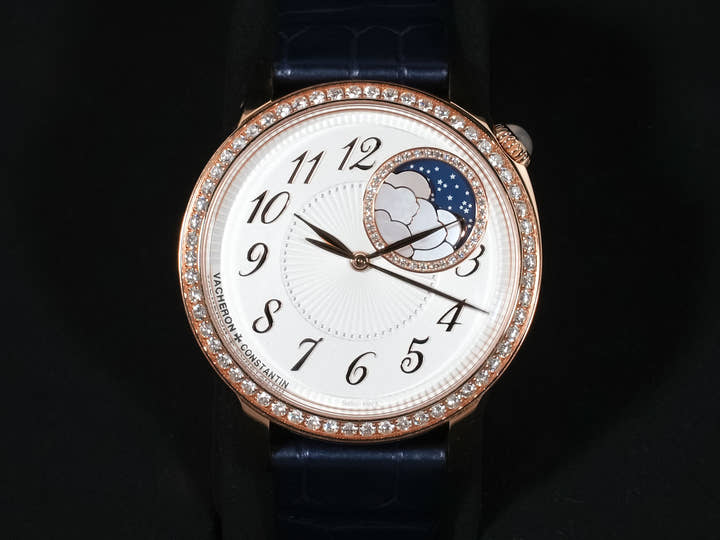 Vacheron Constantin Egérie Moon Phase Ref. 8005F/000R-B498 Pink Gold Silver Dial Excellent Condition bg839a36