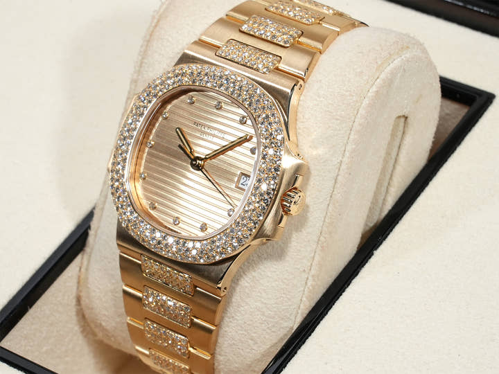 パテックフィリップ ノーチラス Ref.3800/5J-001 イエローゴールド シャンパンx11Pダイヤ文字盤 美中古 c8ez3p39