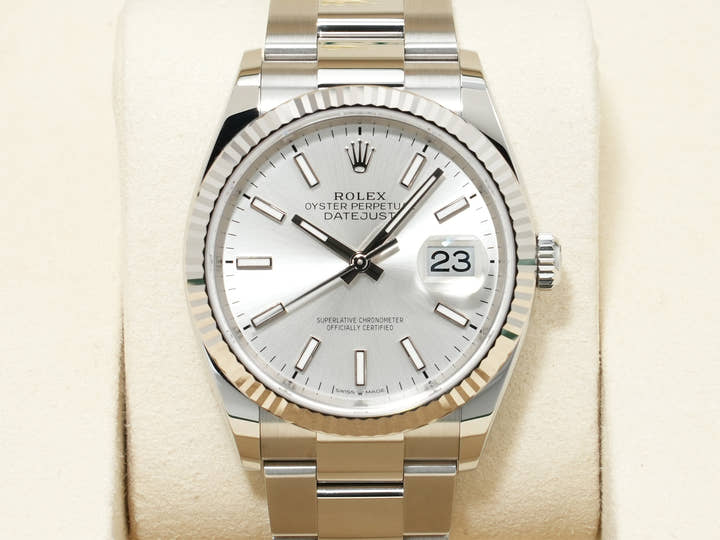 ロレックス デイトジャスト36 Ref.126234 ステンレススチール/ホワイトゴールド シルバー文字盤 オイスターブレスレット 未使用 kopywqse