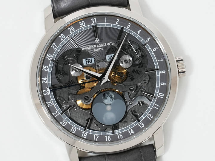 ヴァシュロンコンスタンタン トラディショナル コンプリートカレンダー オープンフェイス Ref.4020T/000G-B655 ホワイトゴールド スケルトン文字盤 美品 7s8j2ppp