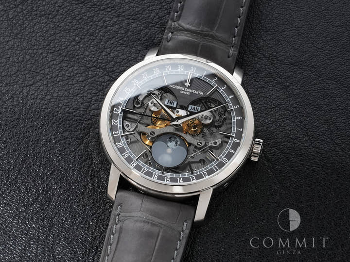 ヴァシュロンコンスタンタン トラディショナル コンプリートカレンダー オープンフェイス Ref.4020T/000G-B655 ホワイトゴールド スケルトン文字盤 美品 7s8j2ppp