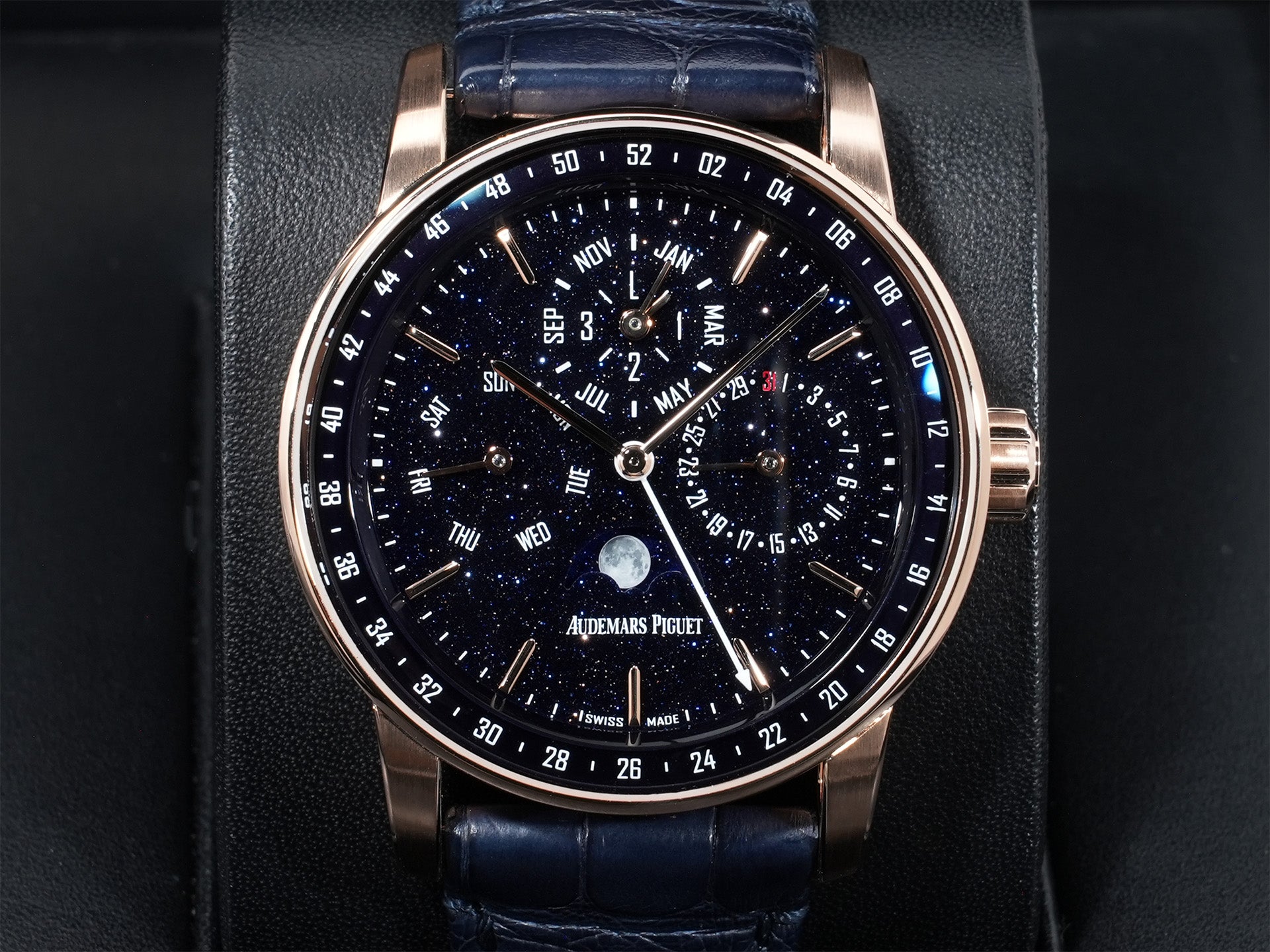 Audemars Piguet CODE 11.59 by Audemars Piguet Perpetual Calendar Ref. 26394OR.OO.D321CR.01 Pink Gold with Blue Aventurine Dial, Excellent Condition jnyotdnp