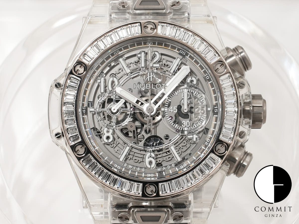 ウブロ ビッグバン ウニコ サファイアバゲット Ref.411.JX.4802.RT.1904 サファイアクリスタル スケルトン文字盤 美中古 tvspuxr6