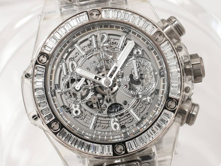 ウブロ ビッグバン ウニコ サファイアバゲット Ref.411.JX.4802.RT.1904 サファイアクリスタル スケルトン文字盤 美中古 tvspuxr6