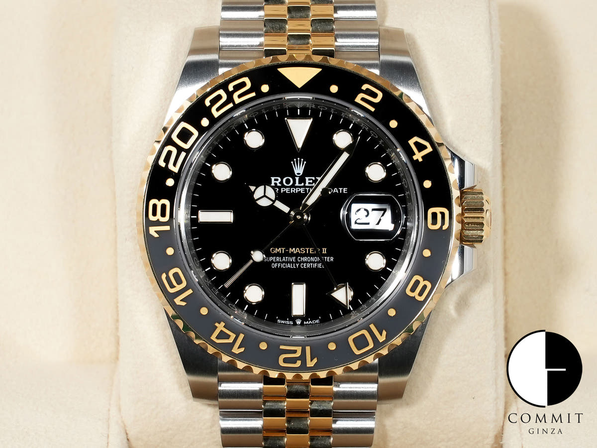 Rolex GMT-Master II Ref. 126713GRNR Stainless Steel/Yellow Gold Black Dial Jubilee Bracelet Excellent Condition 8csiffn3