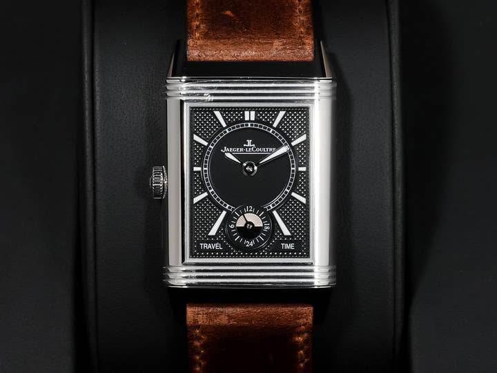 Jaeger-LeCoultre Reverso Classic Duo Small Seconds Ref. Q2458422 Stainless Steel Silver and Black Dial Excellent Condition 8w2uagfb