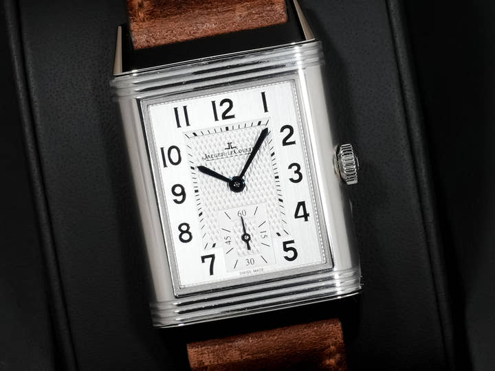 Jaeger-LeCoultre Reverso Classic Duo Small Seconds Ref. Q2458422 Stainless Steel Silver and Black Dial Excellent Condition 8w2uagfb