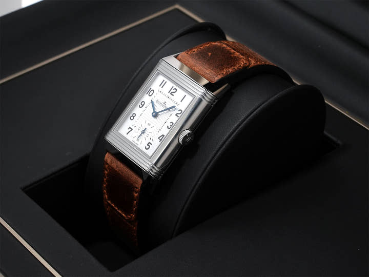 Jaeger-LeCoultre Reverso Classic Duo Small Seconds Ref. Q2458422 Stainless Steel Silver and Black Dial Excellent Condition 8w2uagfb