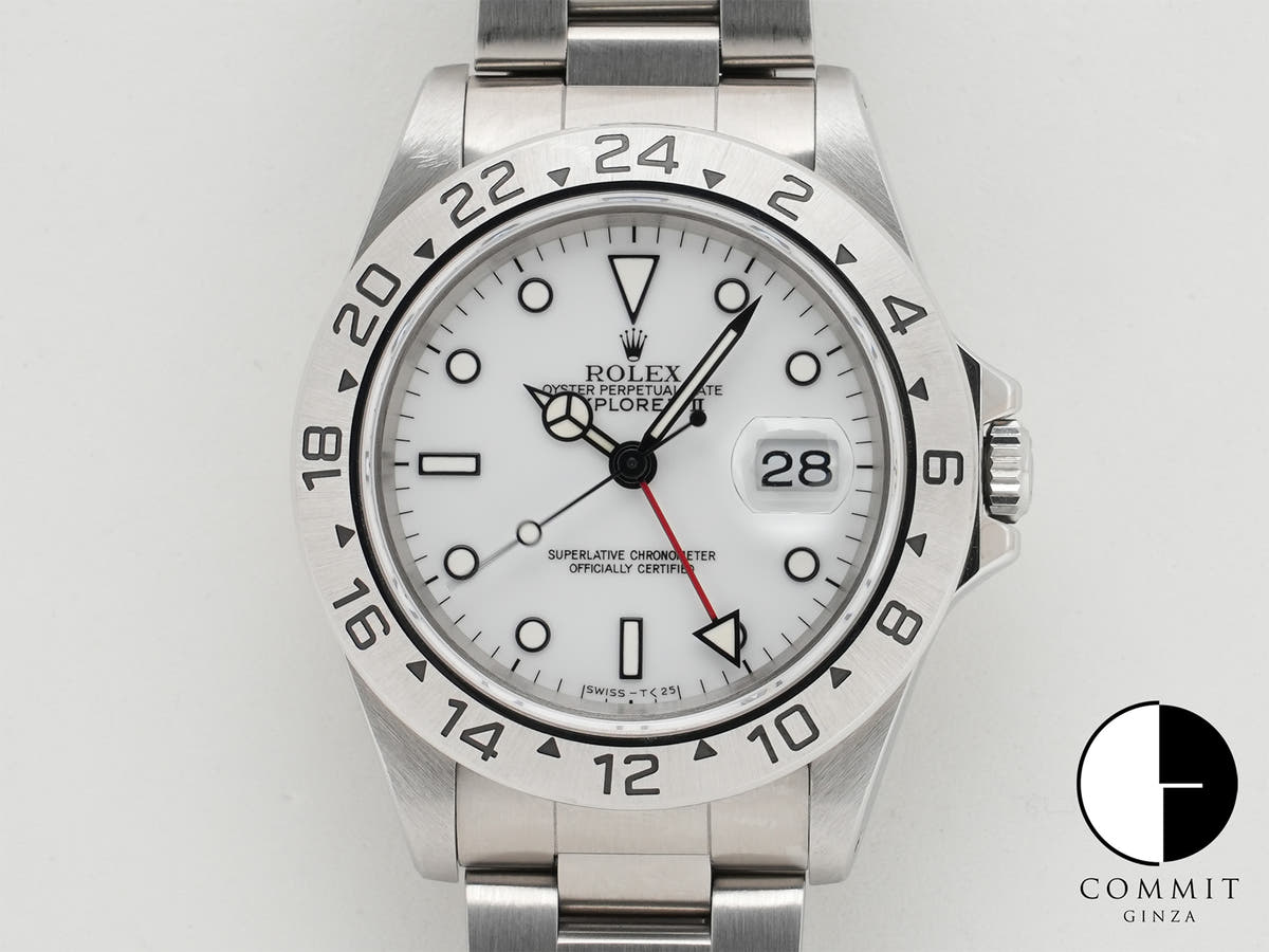 Pre-owned Rolex Explorer II Ref. 16570 Stainless Steel White Dial Oyster Bracelet mg52t55y