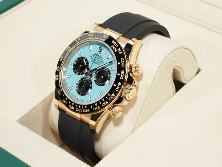 Rolex Daytona Ref. 126518LN Yellow Gold Turquoise Blue Dial Unused gihktodo