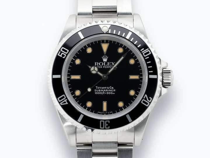 Pre-owned Rolex Submariner No Date Tiffany Ref. 14060 Stainless Steel Black Dial 6ktr356q