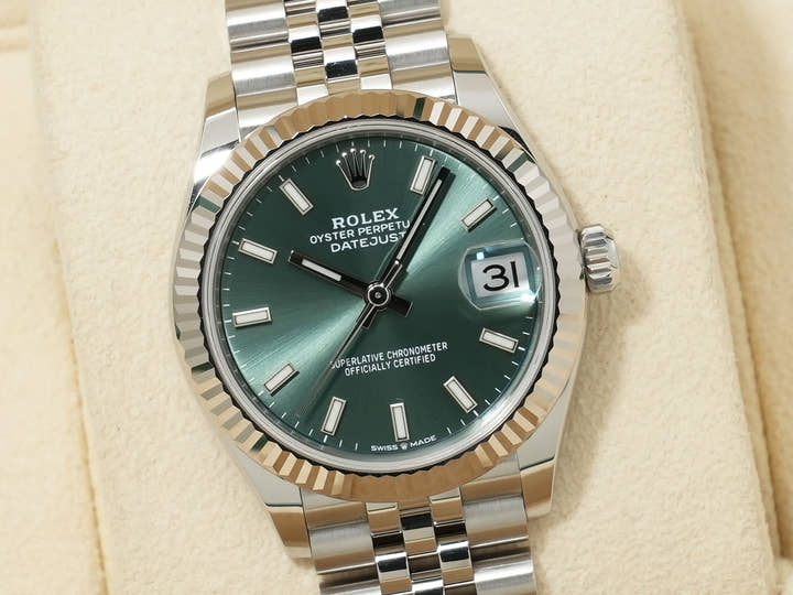 ロレックス デイトジャスト31 Ref.278274 ステンレススチール/ホワイトゴールド ミントグリーン文字盤 ジュビリーブレスレット 未使用 jro5yqsr