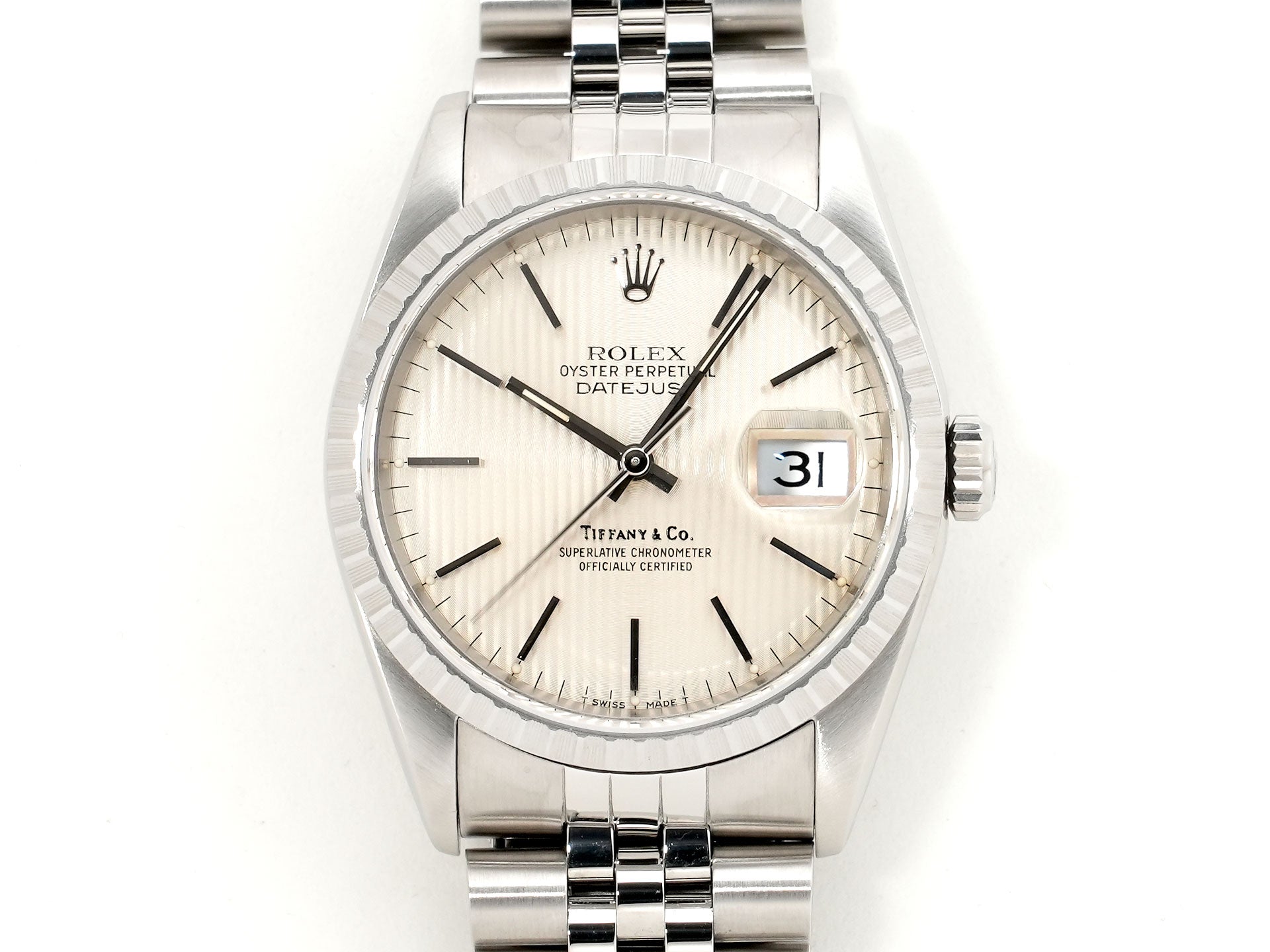 ロレックス デイトジャスト Ref.16220 ステンレススチール シルバータペストリー文字盤 ジュビリーブレスレット 美中古 6shfd4an