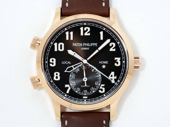 Patek Philippe Calatrava Pilot Travel Time TIFFANY & CO. Ref. 5524R-001 Rose Gold Brown Sunset Dial Pre-owned pkijrx5a