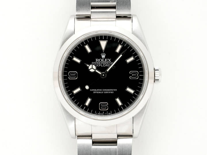 Pre-owned Rolex Explorer I Ref. 14270 Stainless Steel Black Dial Oyster Bracelet jec4qqow