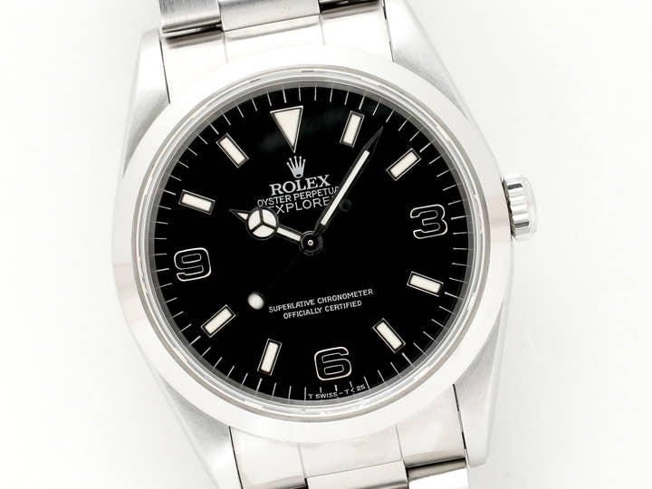 Pre-owned Rolex Explorer I Ref. 14270 Stainless Steel Black Dial Oyster Bracelet jec4qqow
