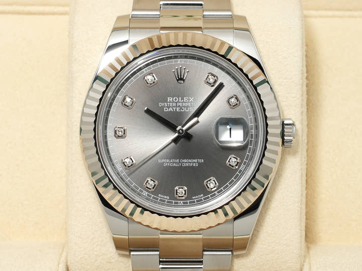 ロレックス デイトジャストII Ref.116334 ステンレススチール/ホワイトゴールド スレートx10Pダイヤ文字盤 オイスターブレスレット 未使用 k326wdqx