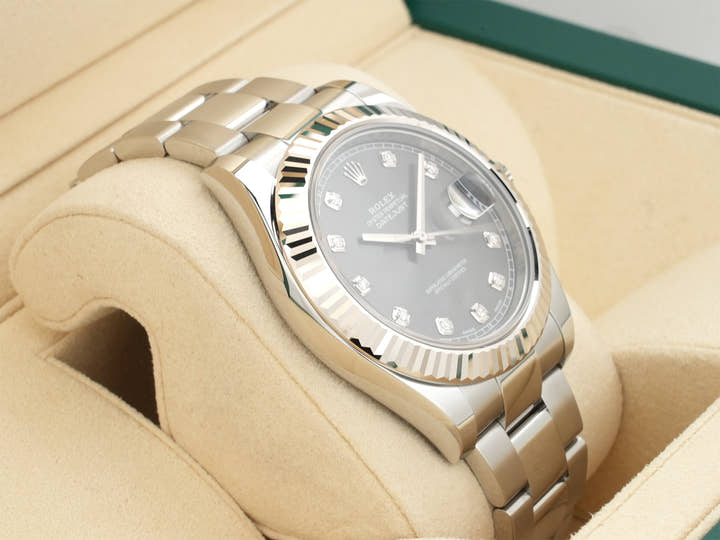 ロレックス デイトジャストII Ref.116334 ステンレススチール/ホワイトゴールド スレートx10Pダイヤ文字盤 オイスターブレスレット 未使用 k326wdqx