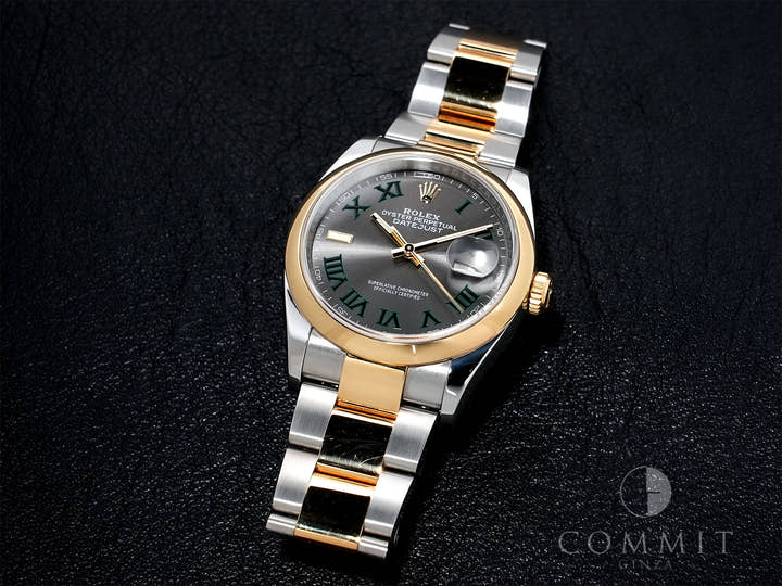 ロレックス デイトジャスト36 Ref.126203 ステンレススチール/イエローゴールド スレートローマン文字盤 オイスターブレスレット 中古 xafwm2st