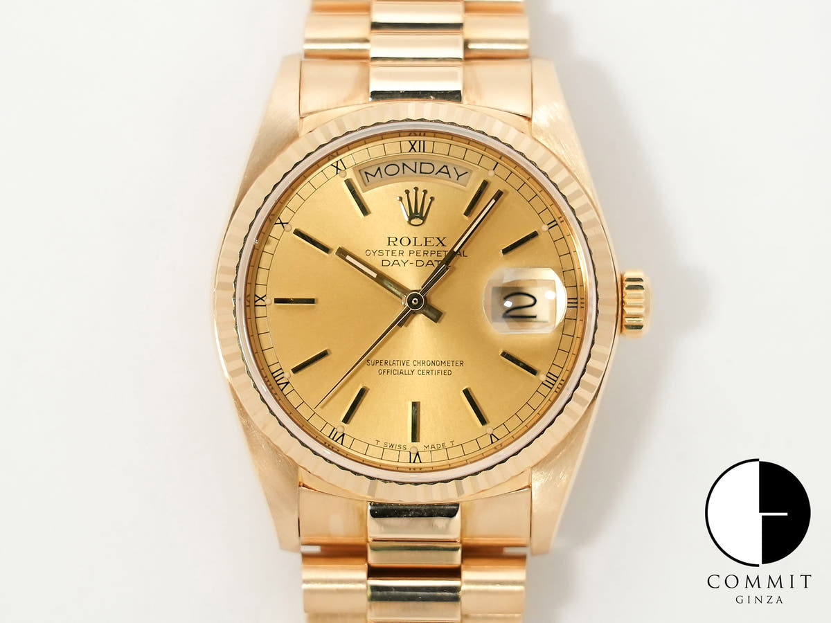 ロレックス デイデイト36 Ref.18038 イエローゴールド シャンパン文字盤 中古 9cw6xrsr