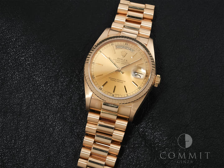 ロレックス デイデイト36 Ref.18038 イエローゴールド シャンパン文字盤 中古 9cw6xrsr